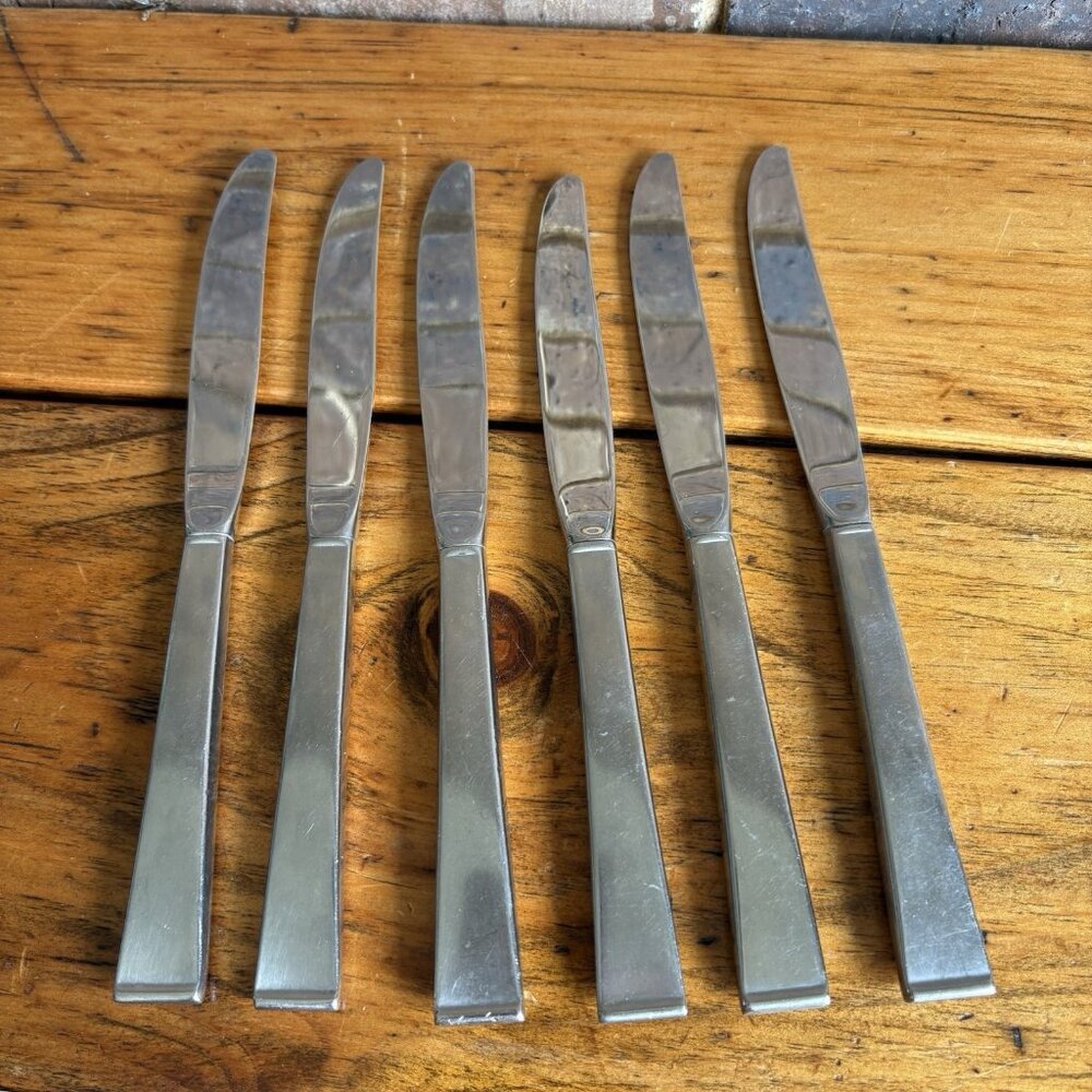 Vintage Lyon Stainless Steel New Charm Flatware Dinner Knife Set of 6 READ BELOW